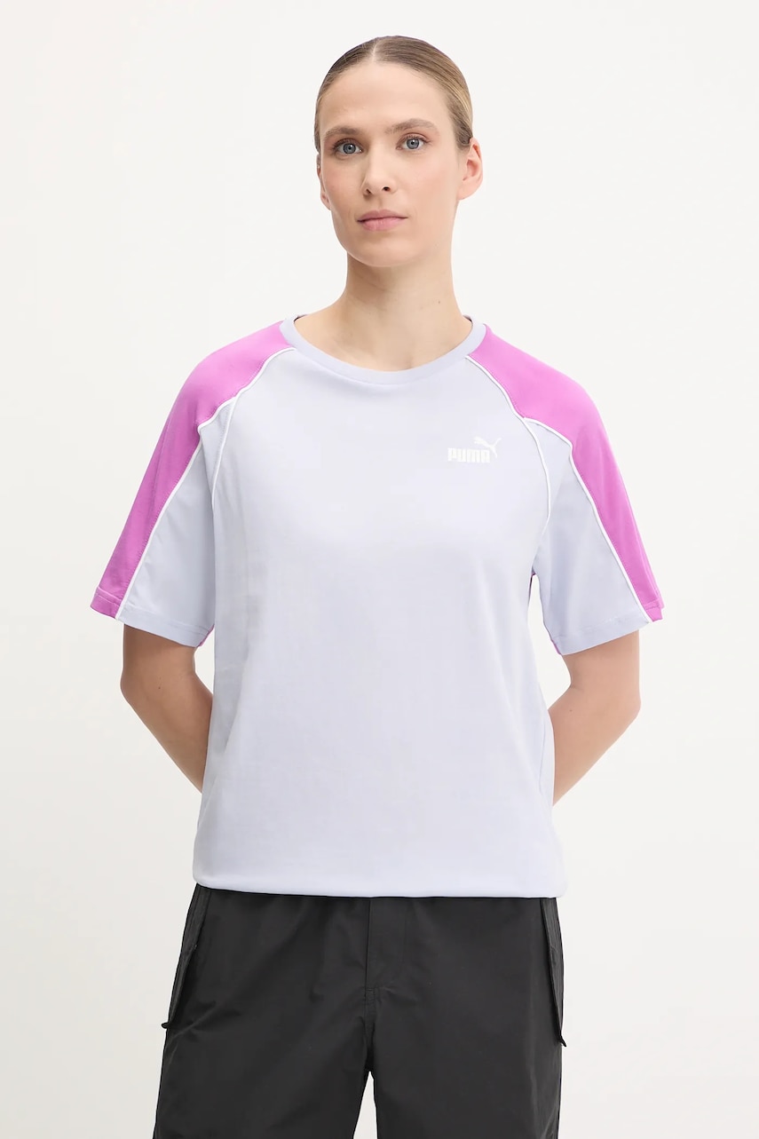 Bavlněné tričko Puma dámské, modrá barva, 685041