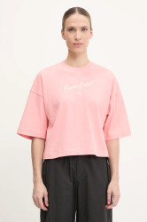 Bavlněné tričko Puma dámské, růžová barva, 629776