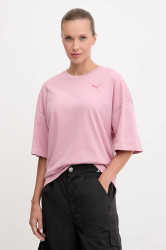 Bavlněné tričko Puma dámské, růžová barva, 688148