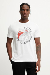Bavlněné tričko Puma GRAPHICS Execution pánské, bílá barva, s potiskem, 684833