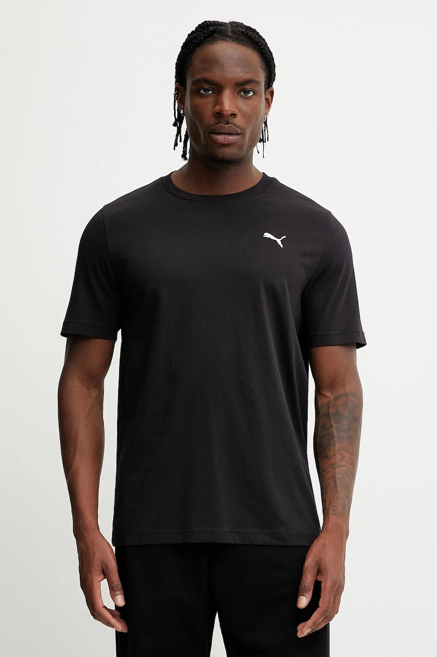 Bavlněné tričko Puma pánské, černá barva, 629644