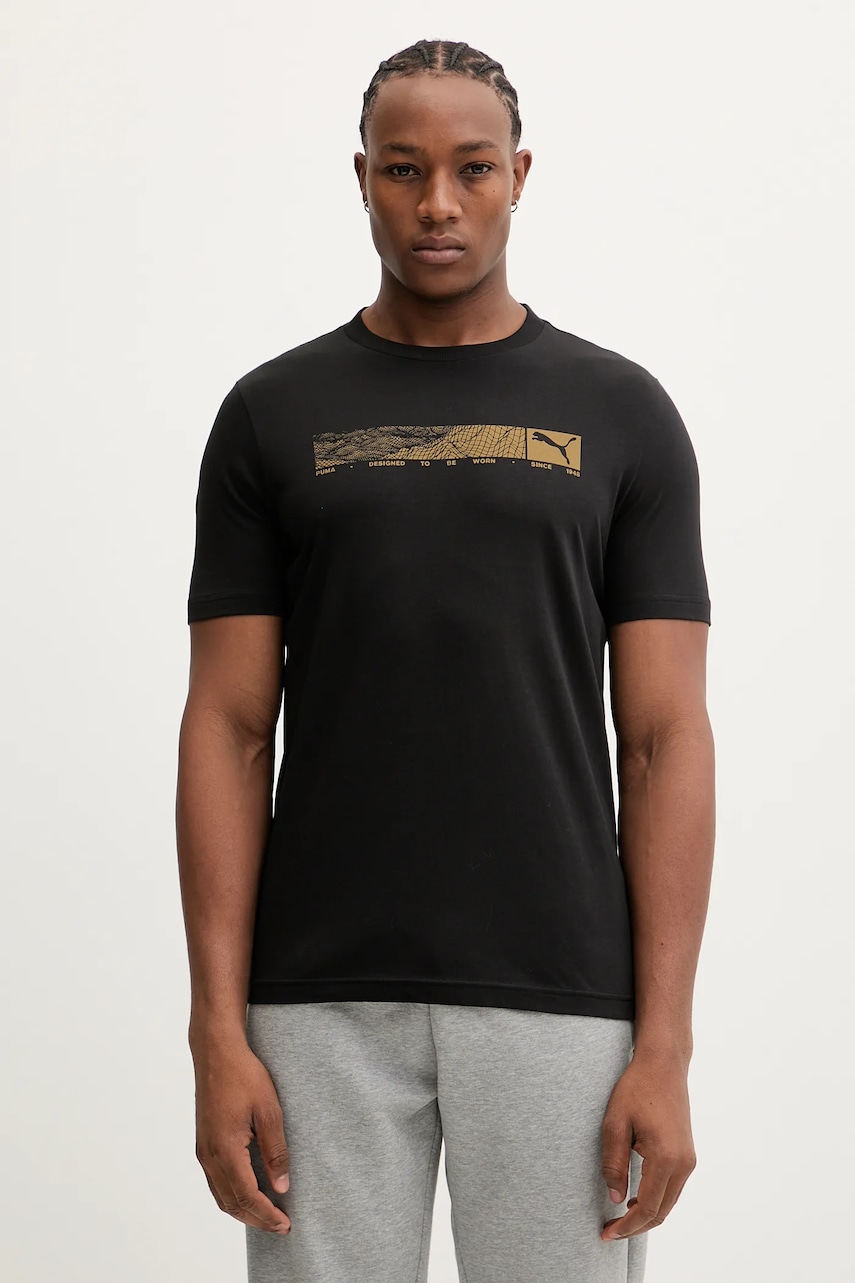 Bavlněné tričko Puma pánské, černá barva, 688227