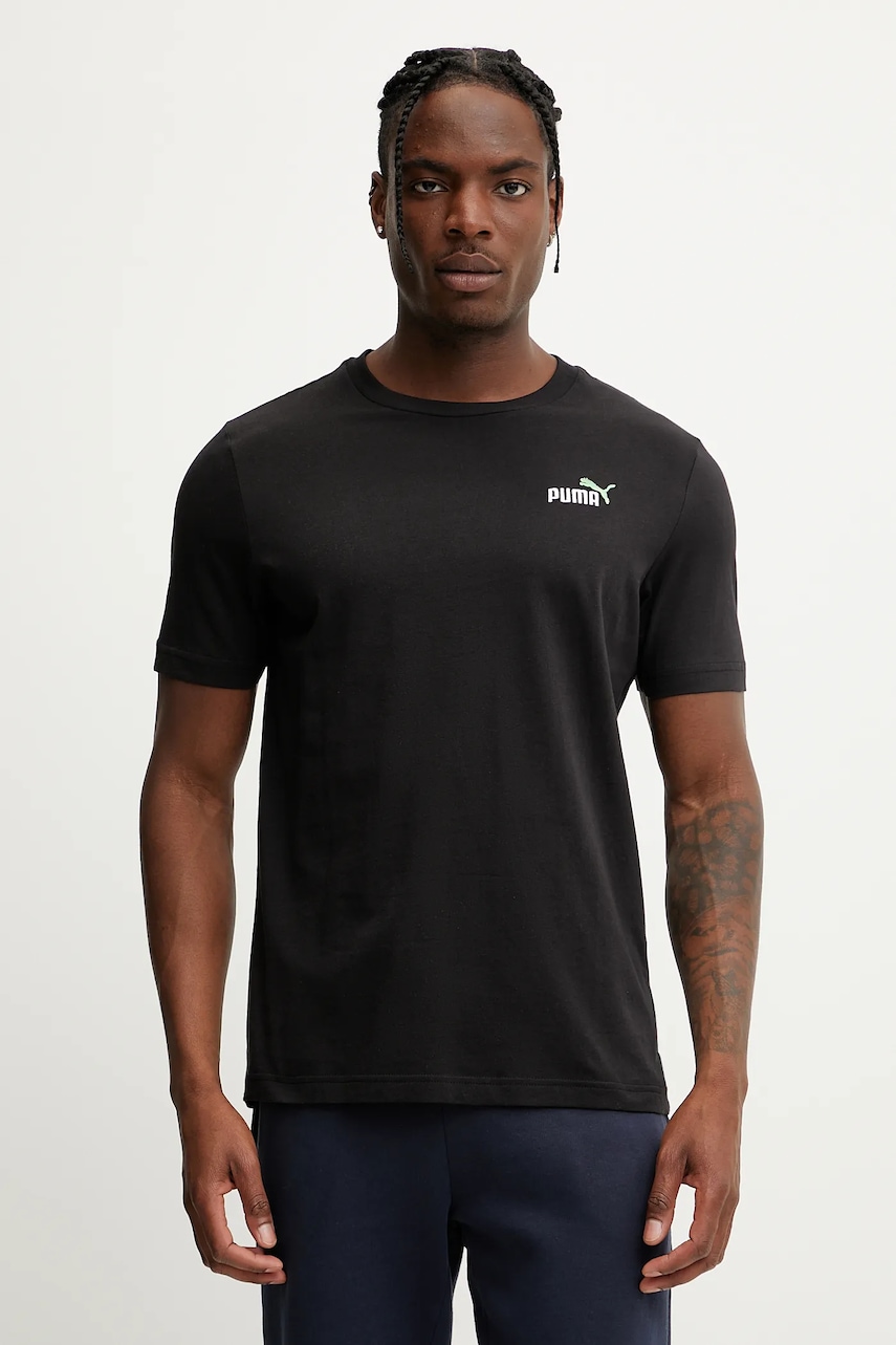 Bavlněné tričko Puma pánské, černá barva, s aplikací, 684717
