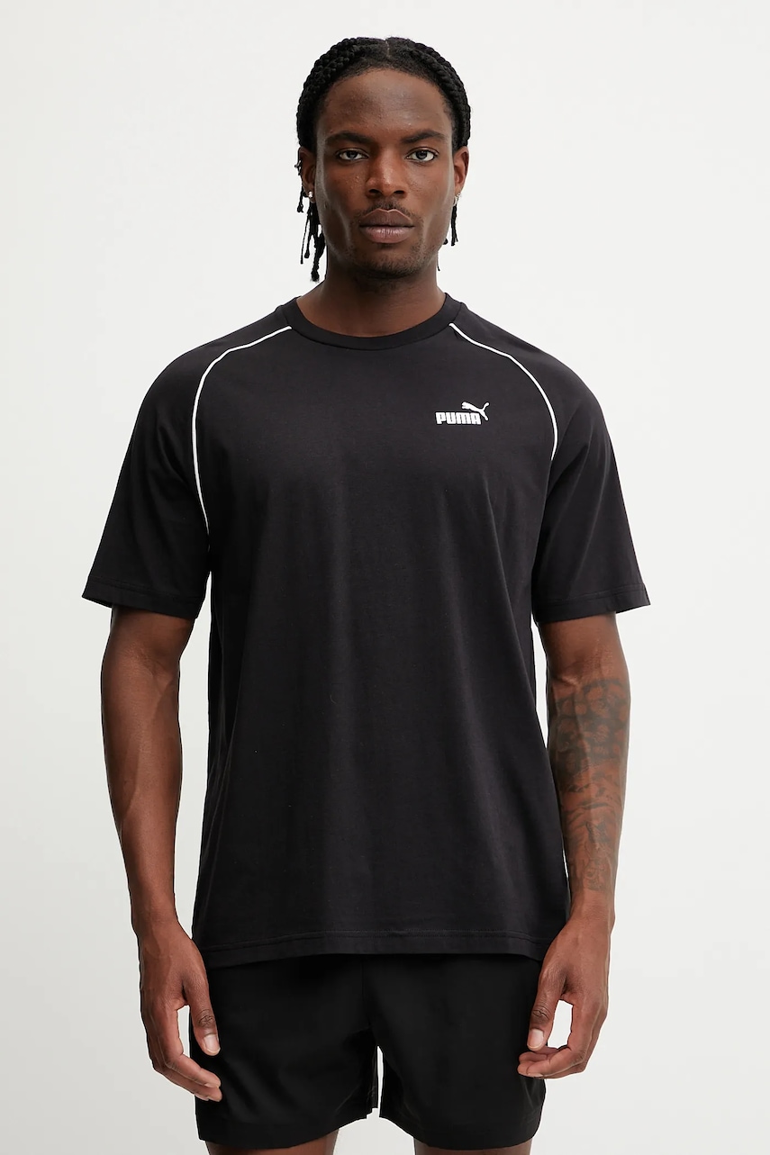 Bavlněné tričko Puma pánské, černá barva, s potiskem, 684616