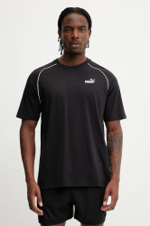 Bavlněné tričko Puma pánské, černá barva, s potiskem, 684616