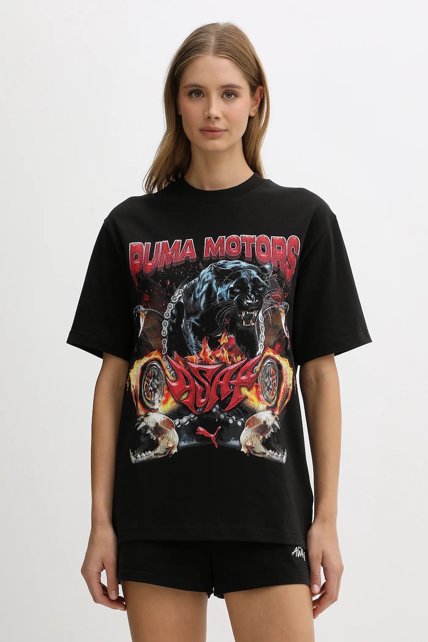 Bavlněné tričko Puma x A$AP ROCKY dámské, černá barva, 636188