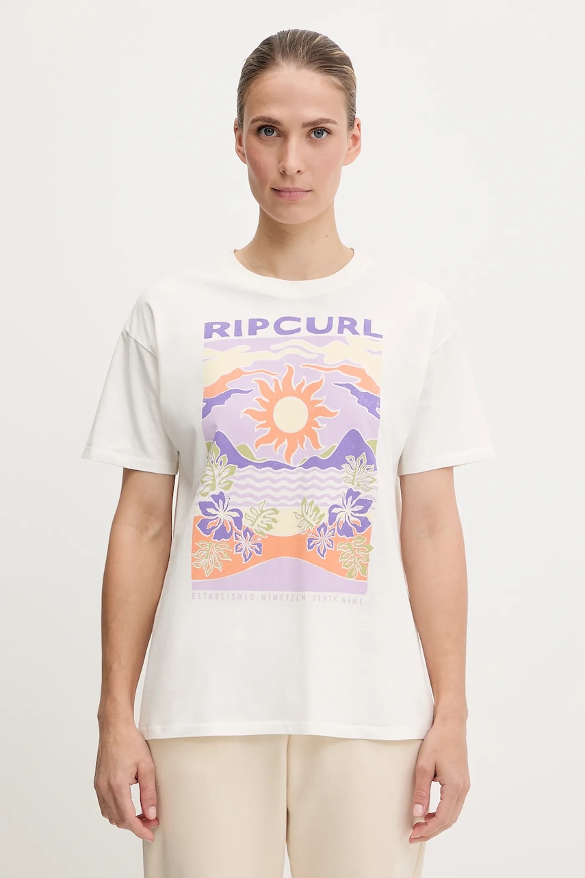 Bavlněné tričko Rip Curl dámské, bílá barva, 0I1WTE