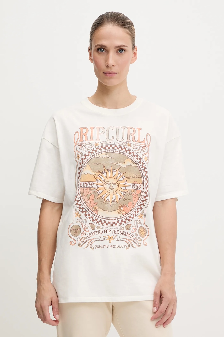 Bavlněné tričko Rip Curl LUNA HERITAGE dámské, bílá barva, 0FWWTE