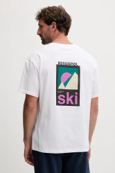 Bavlněné tričko Rossignol WATERFALL RELAX pánské, bílá barva, RLOMY05
