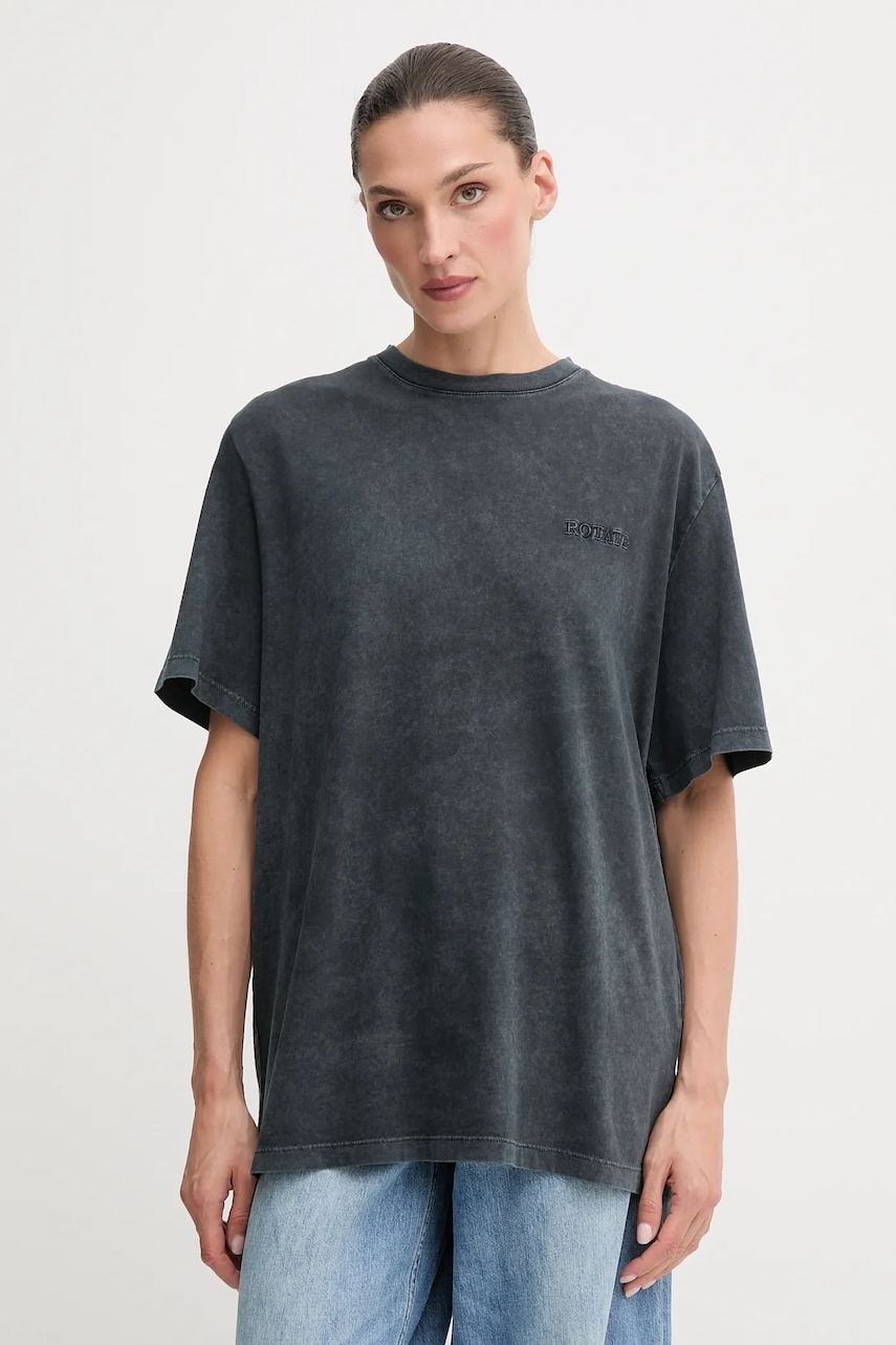 Bavlněné tričko Rotate dámské, černá barva, 112445100