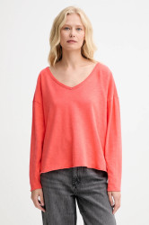 Bavlněné tričko s dlouhým rukávem American Vintage oranžová barva, SON02GG