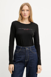 Bavlněné tričko s dlouhým rukávem Armani Exchange černá barva, XW001360 AF10356