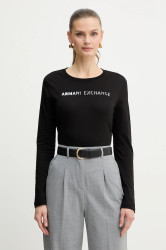 Bavlněné tričko s dlouhým rukávem Armani Exchange černá barva, XW001383 AF10356