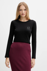 Bavlněné tričko s dlouhým rukávem Armani Exchange černá barva, XW001450 AF10356