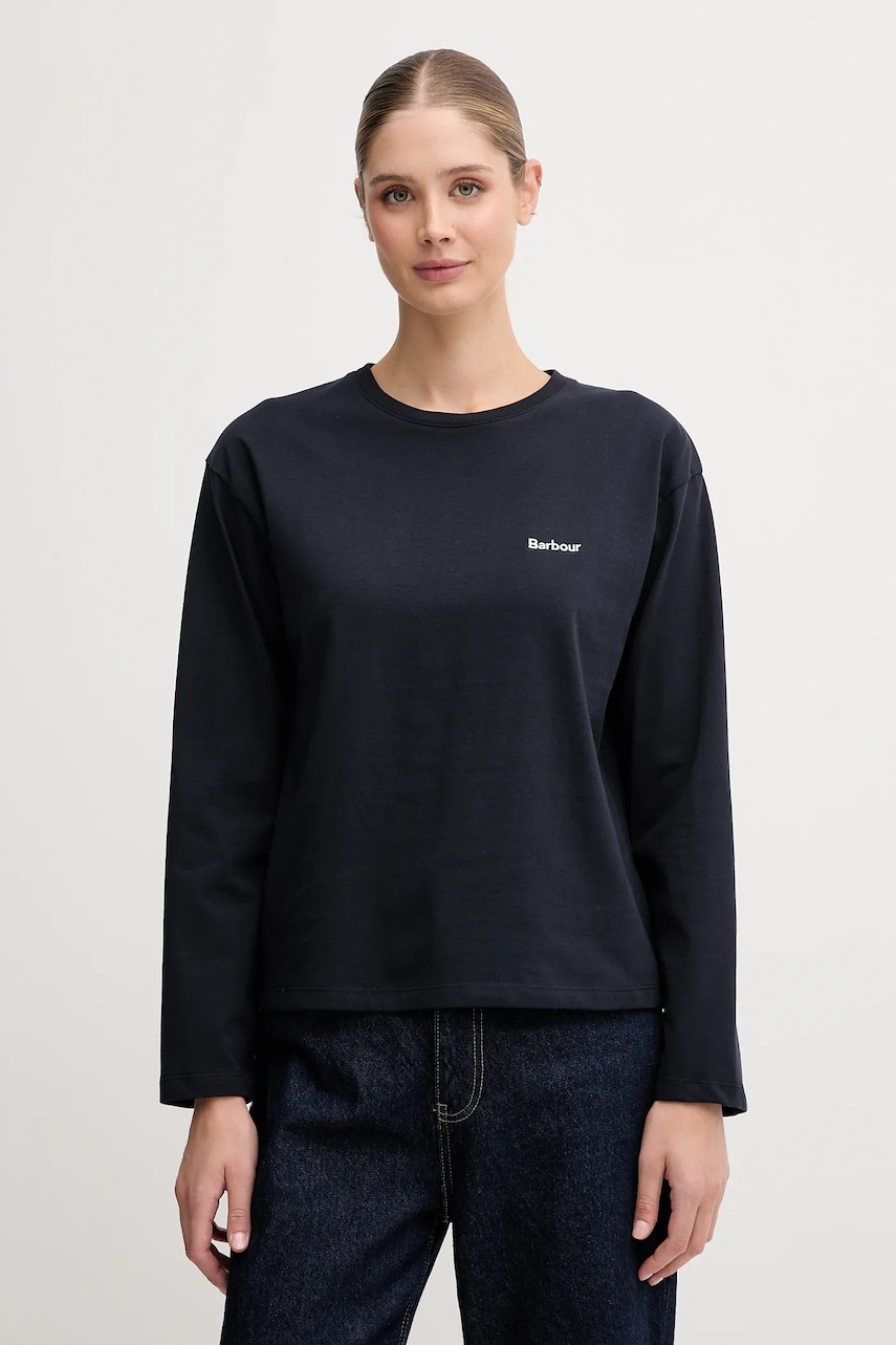 Bavlněné tričko s dlouhým rukávem Barbour LAVENSDALE tmavomodrá barva, LML0899