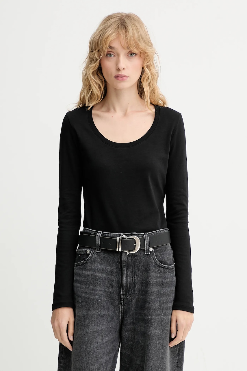 Bavlněné tričko s dlouhým rukávem Calvin Klein černá barva, LV044D228G