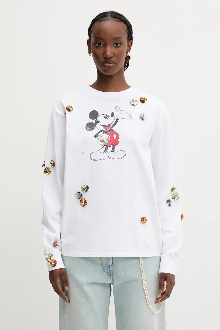 Bavlněné tričko s dlouhým rukávem Coperni x Disney Mickey Long-Sleeved bílá barva, DJS157SFF5037