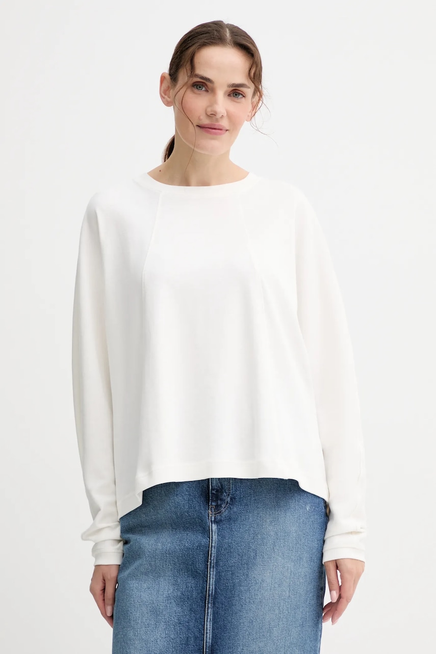 Bavlněné tričko s dlouhým rukávem G-Star A line oversized béžová barva, D27742-D976