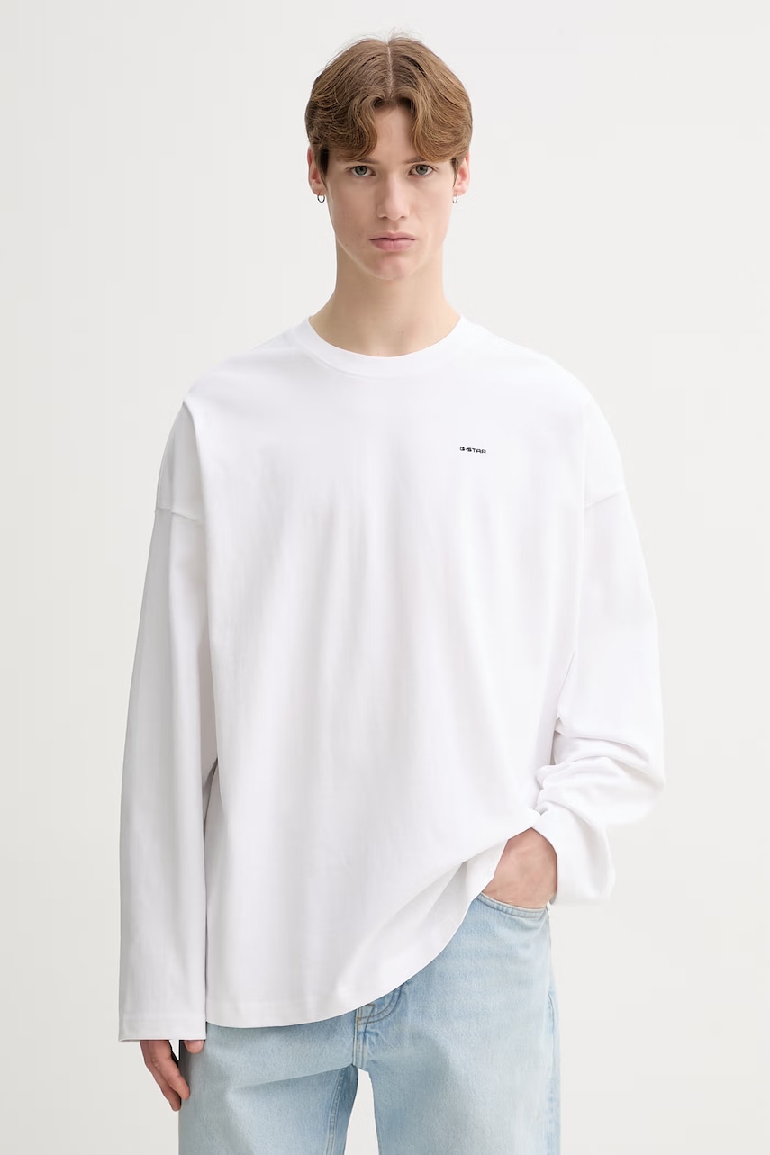Bavlněné tričko s dlouhým rukávem G-Star Heavy jersey oversized