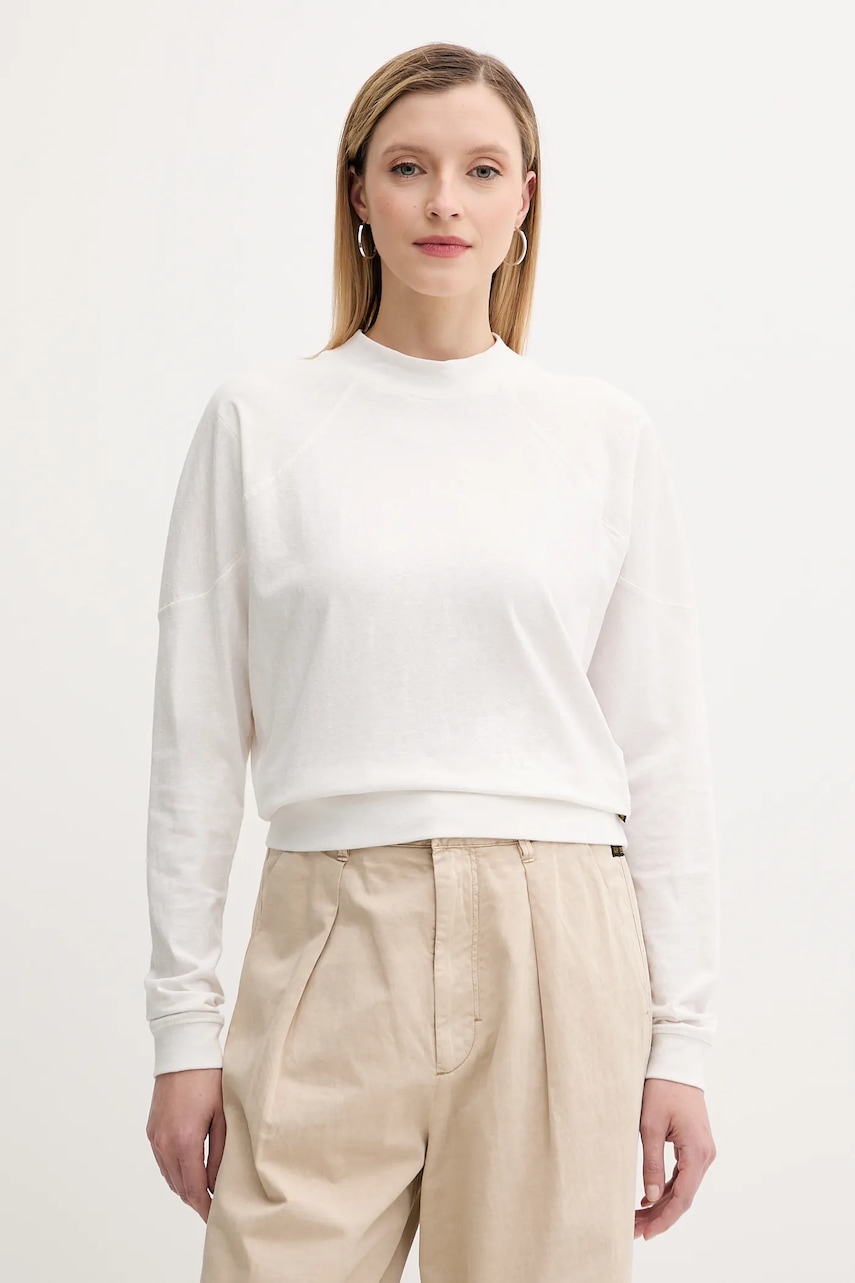 Bavlněné tričko s dlouhým rukávem G-Star šedá barva, D26611-D601