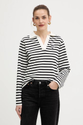 Bavlněné tričko s dlouhým rukávem Karl Lagerfeld IKON černá barva, A4W17081