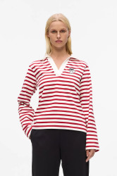 Bavlněné tričko s dlouhým rukávem Karl Lagerfeld IKON červená barva, A4W17081