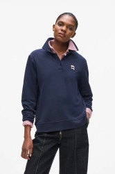 Bavlněné tričko s dlouhým rukávem Karl Lagerfeld IKON tmavomodrá barva, A4W20073