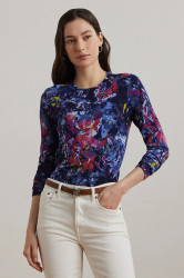 Bavlněné tričko s dlouhým rukávem Lauren Ralph Lauren modrá barva, 200971173