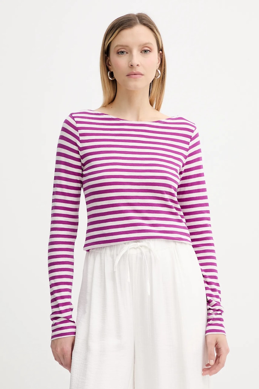 Bavlněné tričko s dlouhým rukávem Marc O'Polo fialová barva, 506219652597