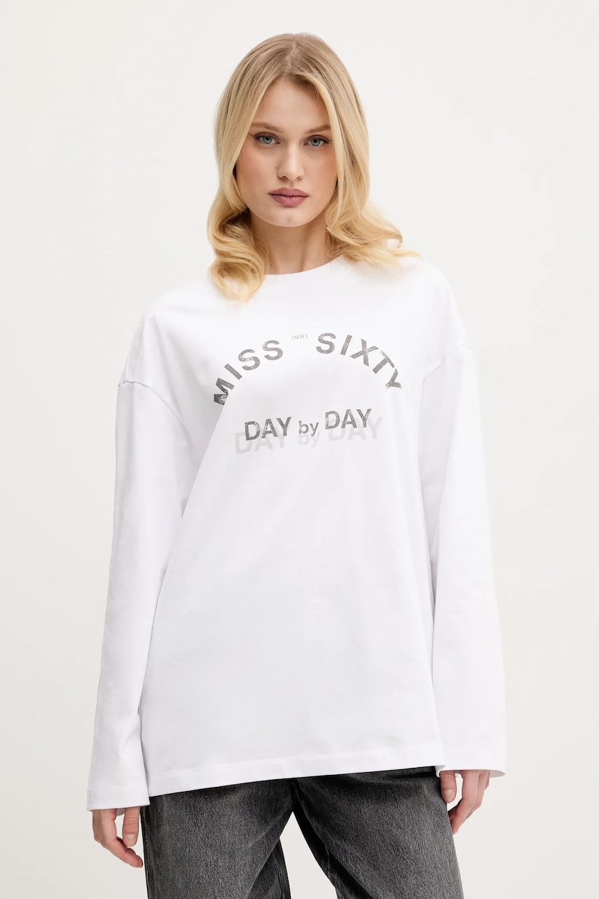 Bavlněné tričko s dlouhým rukávem Miss Sixty
