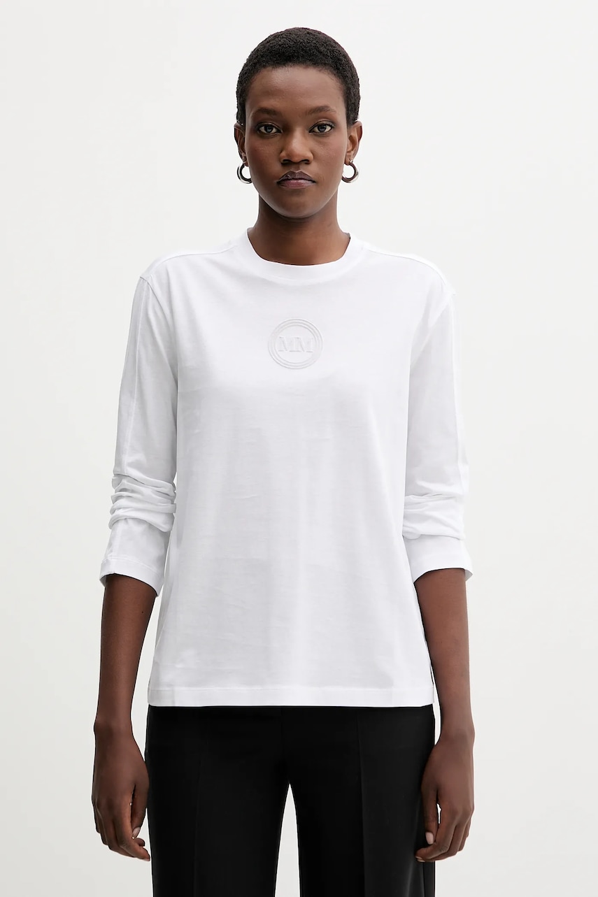 Bavlněné tričko s dlouhým rukávem MM SORRISO bílá barva, 2526946068600