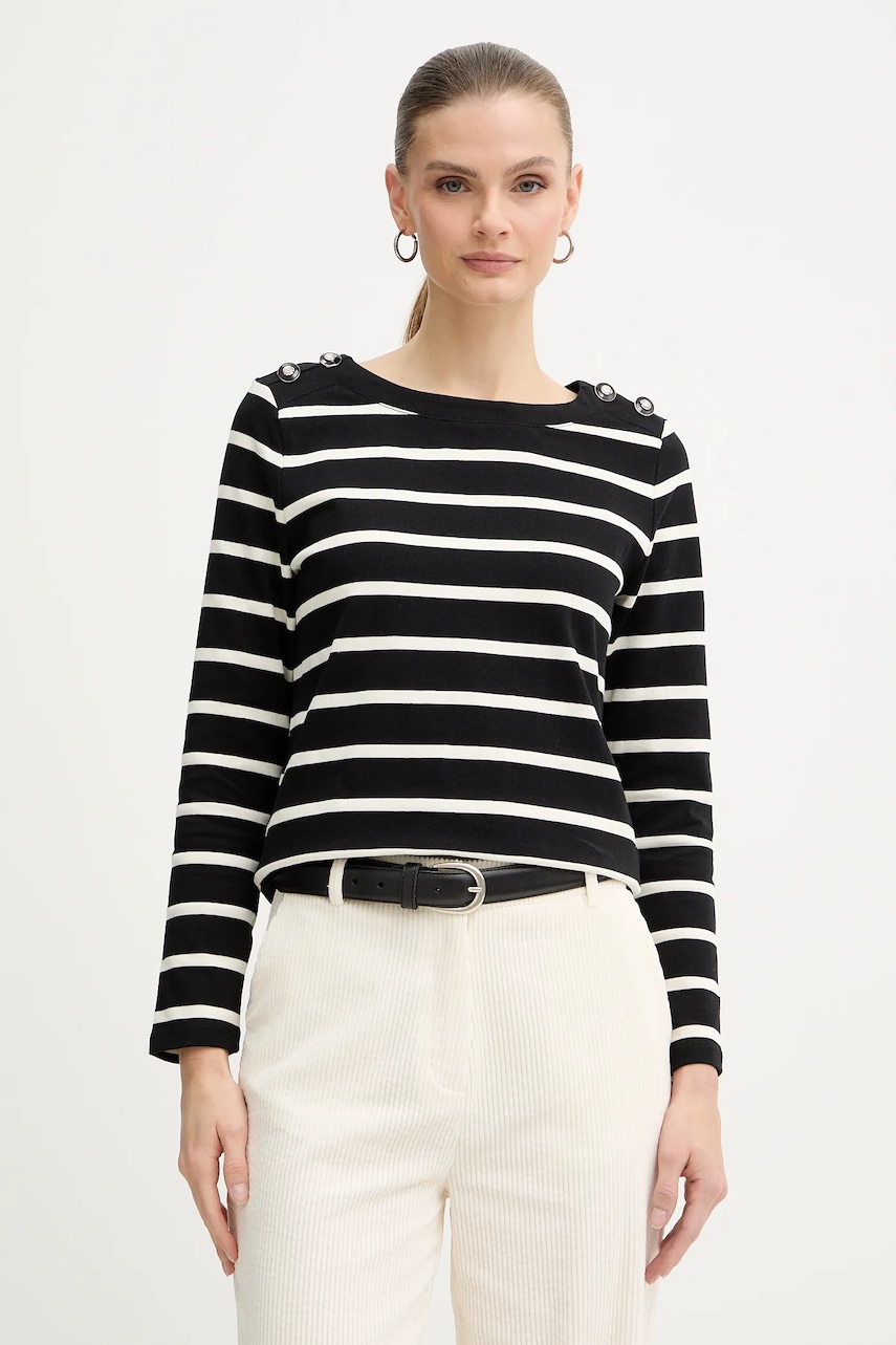 Bavlněné tričko s dlouhým rukávem Morgan černá barva, TBATO