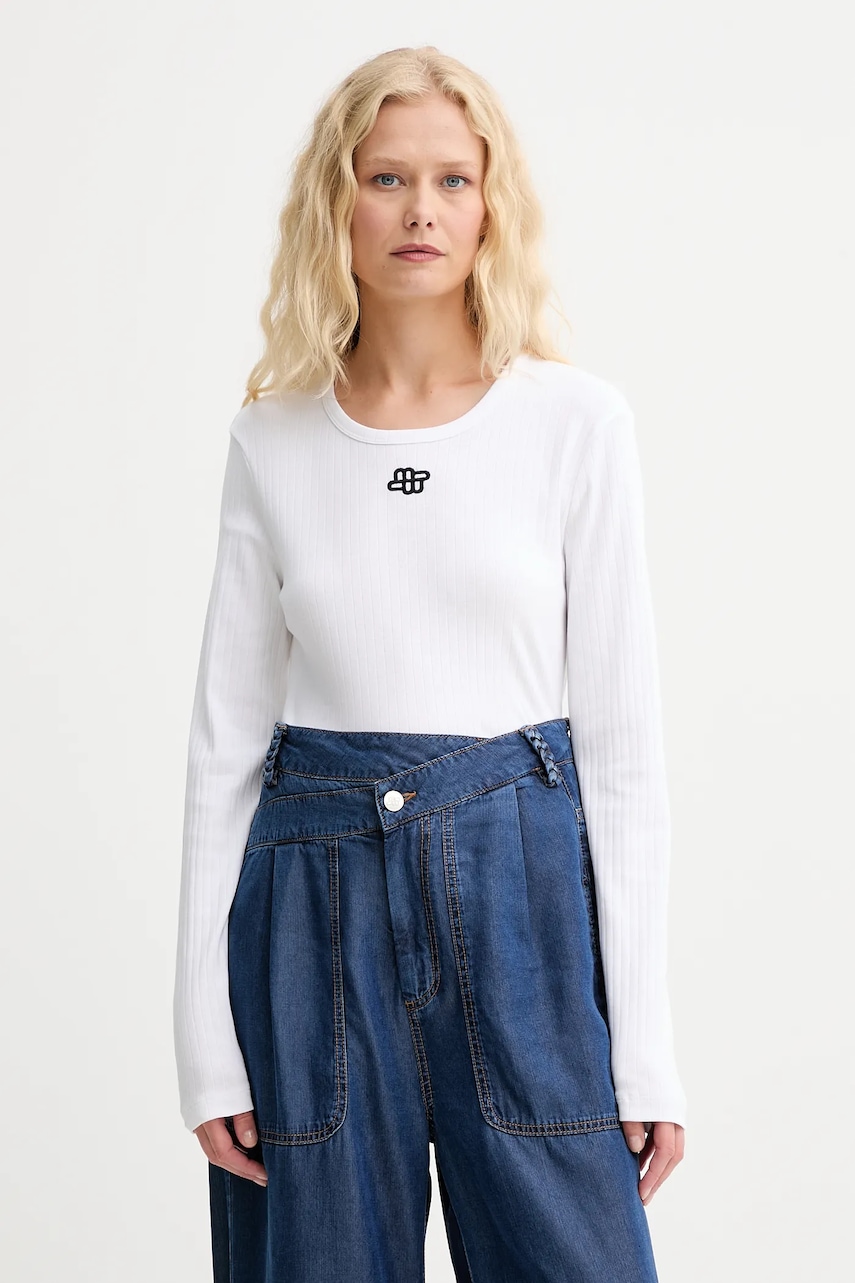 Bavlněné tričko s dlouhým rukávem MUNTHE POTE bílá barva, 252110225264