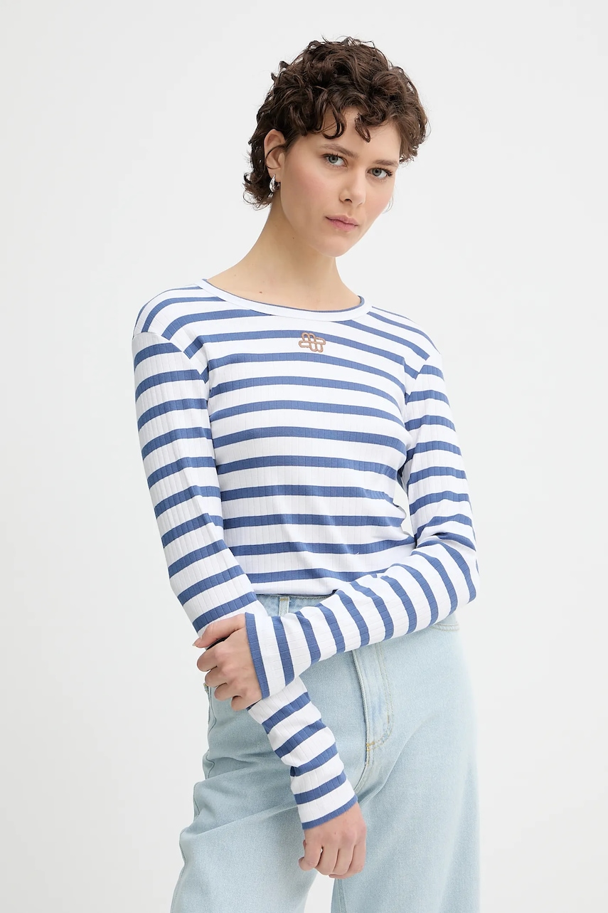 Bavlněné tričko s dlouhým rukávem MUNTHE POTE modrá barva, 252110225264