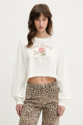 Bavlněné tričko s dlouhým rukávem Vans béžová barva, VN000MDCFS81