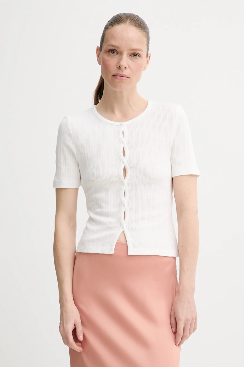 Bavlněné tričko Samsoe Samsoe SAJUNI dámské, bílá barva, F25200028