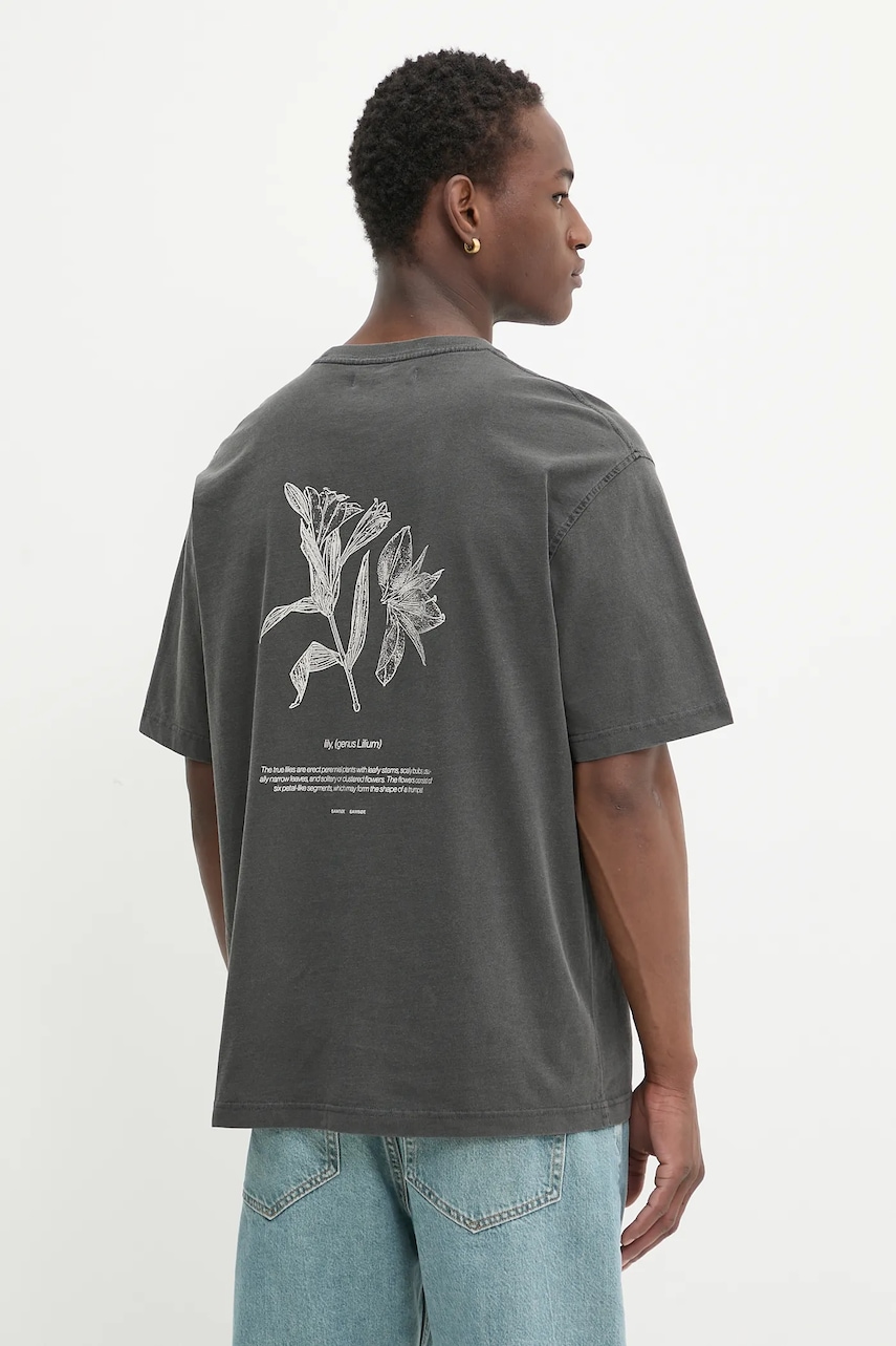 Bavlněné tričko Samsoe Samsoe SALILIUM pánské, šedá barva, s potiskem, U25200009