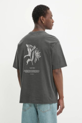 Bavlněné tričko Samsoe Samsoe SALILIUM pánské, šedá barva, s potiskem, U25200009