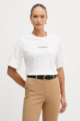 Bavlněné tričko Sisley dámské, béžová barva, 3I1XL107Y