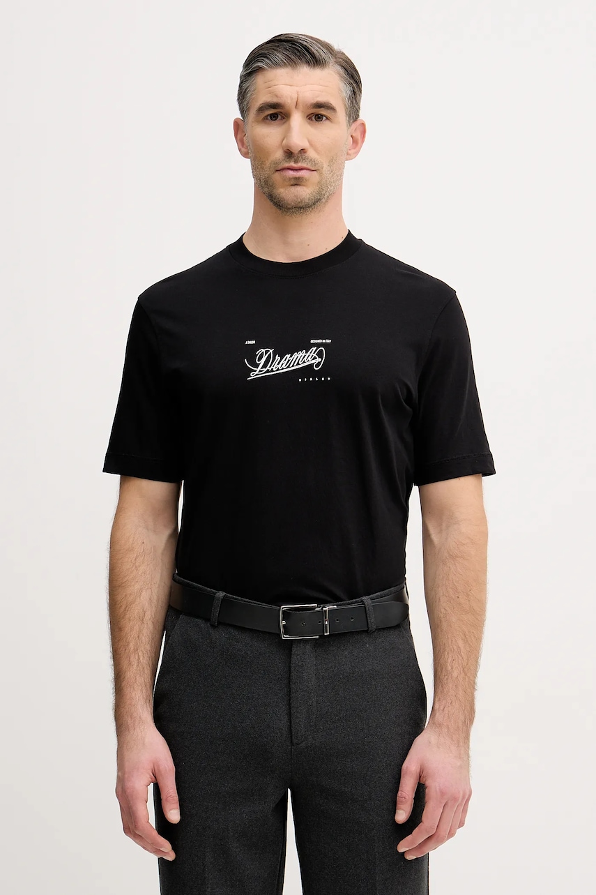 Bavlněné tričko Sisley pánské, černá barva, s potiskem, 3I1XS104O