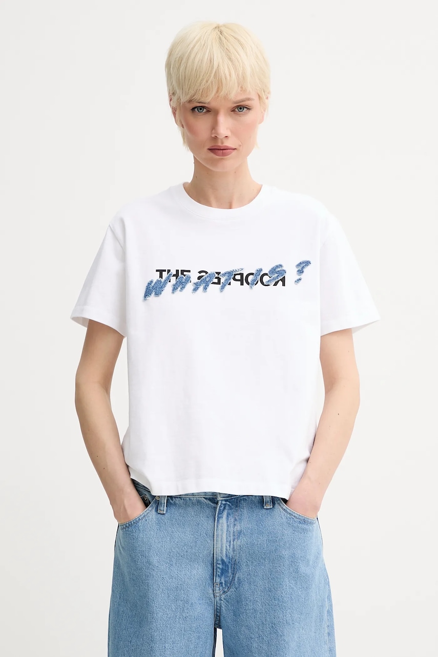 Bavlněné tričko The Kooples dámské, bílá barva, FTSC30049K