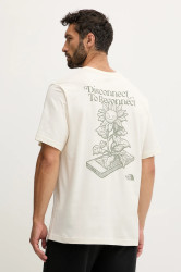 Bavlněné tričko The North Face Connect Relaxed pánské, béžová barva, s potiskem, NF0A8E3YQLI1