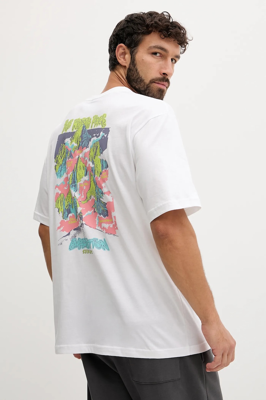 Bavlněné tričko The North Face Expedition Celebration pánské, bílá barva, NF0A8E3CFN41