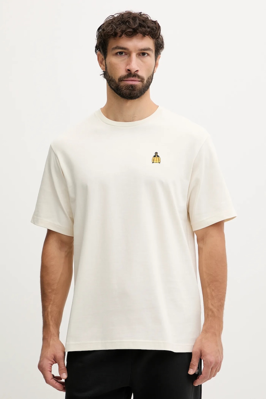 Bavlněné tričko The North Face Icon Mountain pánské, béžová barva, s aplikací, NF0A8EU7QLI1