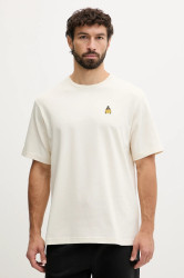 Bavlněné tričko The North Face Icon Mountain pánské, béžová barva, s aplikací, NF0A8EU7QLI1