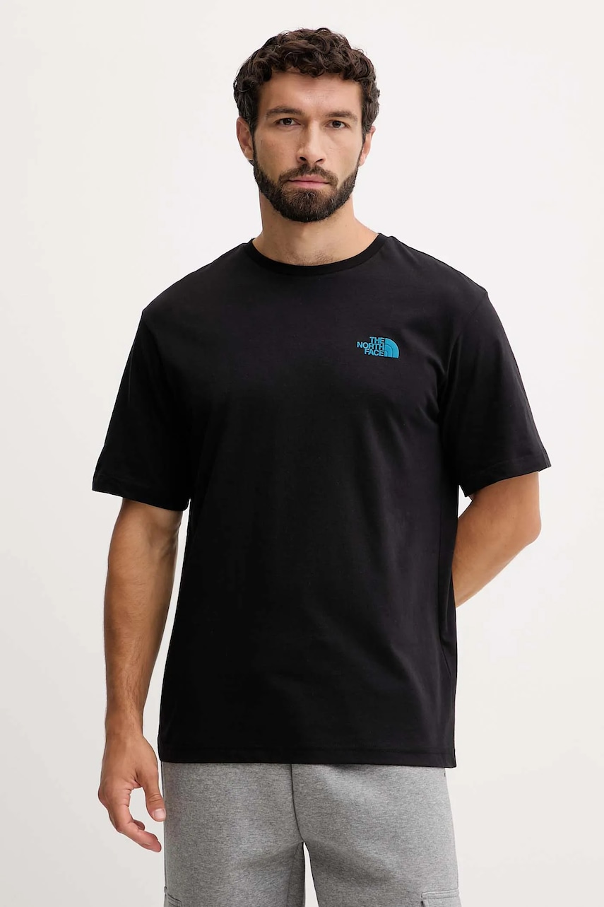 Bavlněné tričko The North Face pánské, černá barva, s potiskem, NF0A8E4EJK31