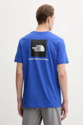 Bavlněné tričko The North Face Redbox pánské, modrá barva, s potiskem, NF0A87NPEF11