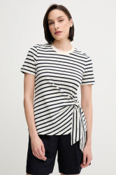 Bavlněné tričko Tommy Hilfiger dámské, béžová barva, WW0WW44559