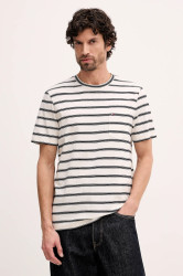 Bavlněné tričko Tommy Hilfiger pánské, béžová barva, MW0MW41378