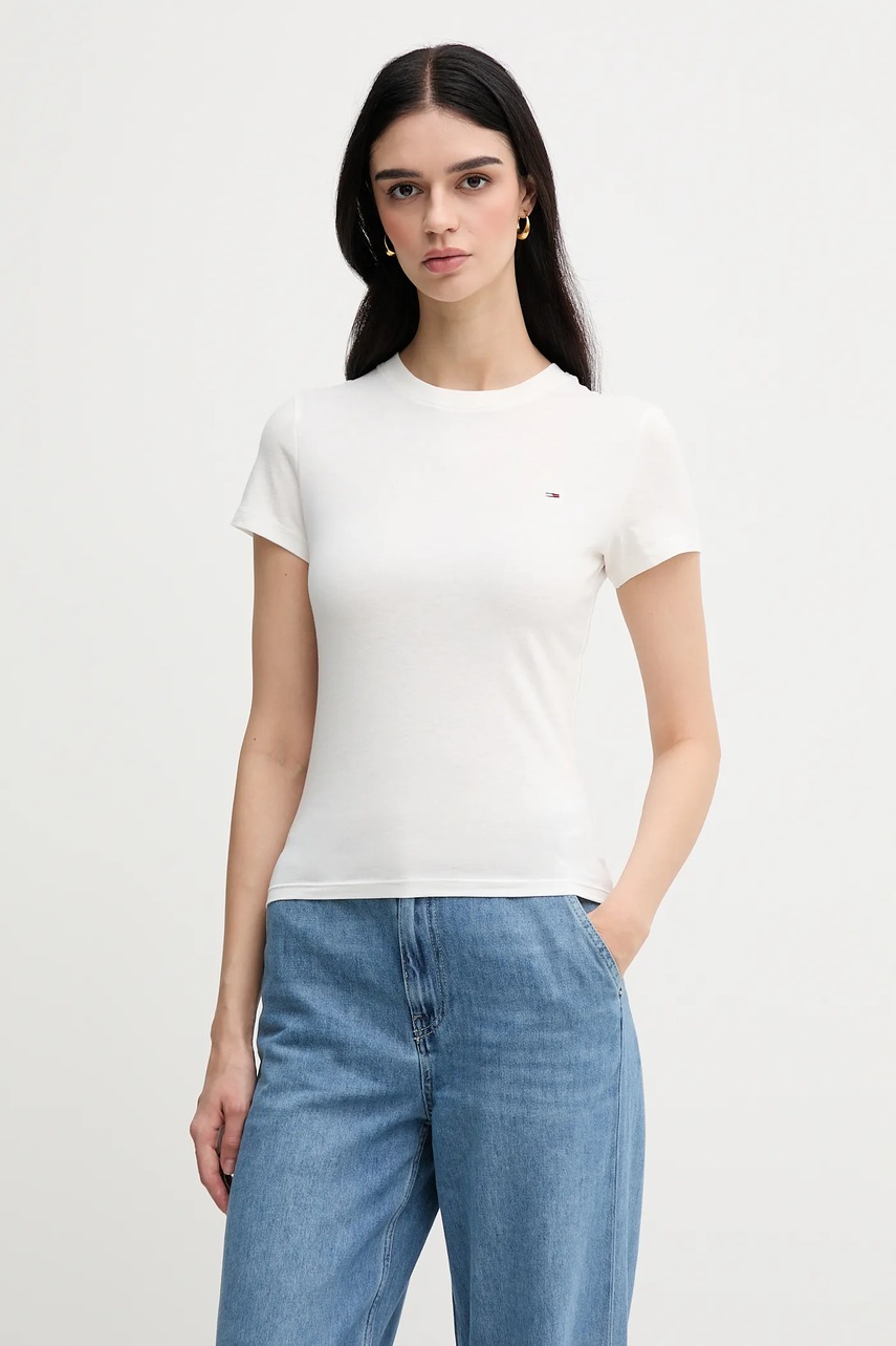 Bavlněné tričko Tommy Jeans 2-pack dámské, černá barva, DW0DW21366